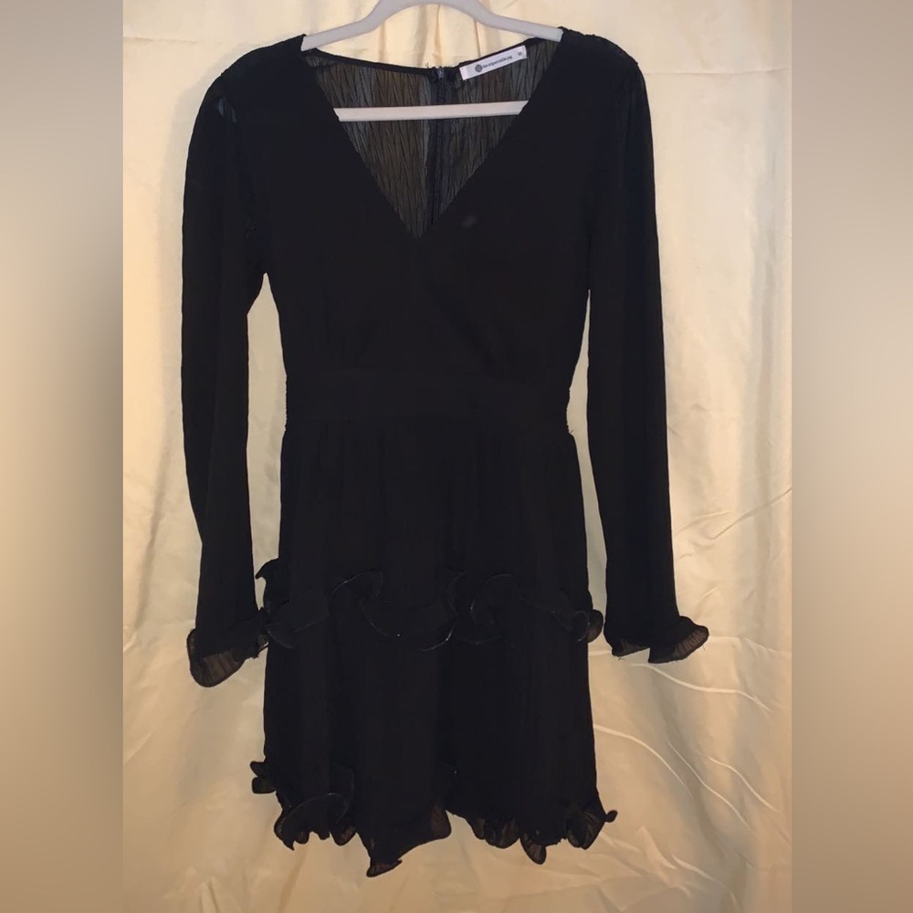 Black Ruffle v cut dress